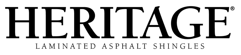 HERITAGE logo with the text "Laminated Asphalt Shingles" displayed below in smaller capital letters on a light background, representing a trusted roofing company in Winter Haven.